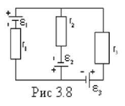 В цепи найти токи в каждой ветви и разность потенциалов между узлами схемы, если известны ЭДС источников тока и сопротивления.