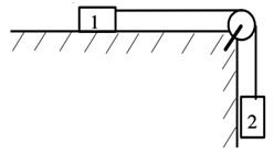 Два тела связаны нитью, перекинутой через блок. Определить ускорение тел.