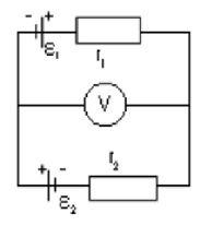 Элементы цепи, схема которой изображена на рисунке. Определить показание вольтметра