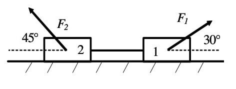 Две силы действуют на брусок. Два бруска. Натяжение нити два бруска массой. Два бруска массы которых m1 и m2.